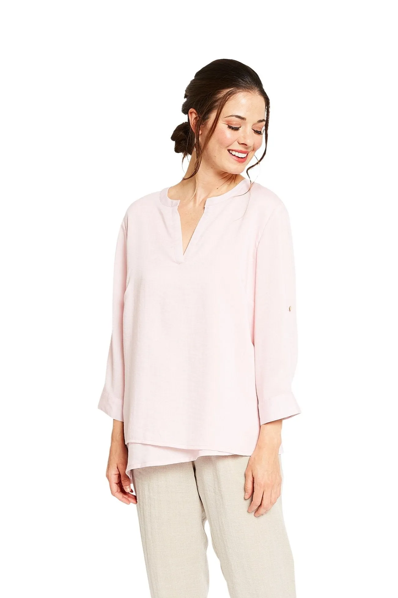 AA300 - Olivia Pullover Linen Blouse