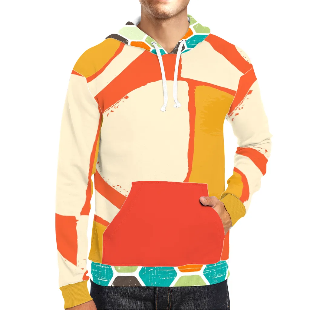 Abstract Orange Unisex Pullover Hoody