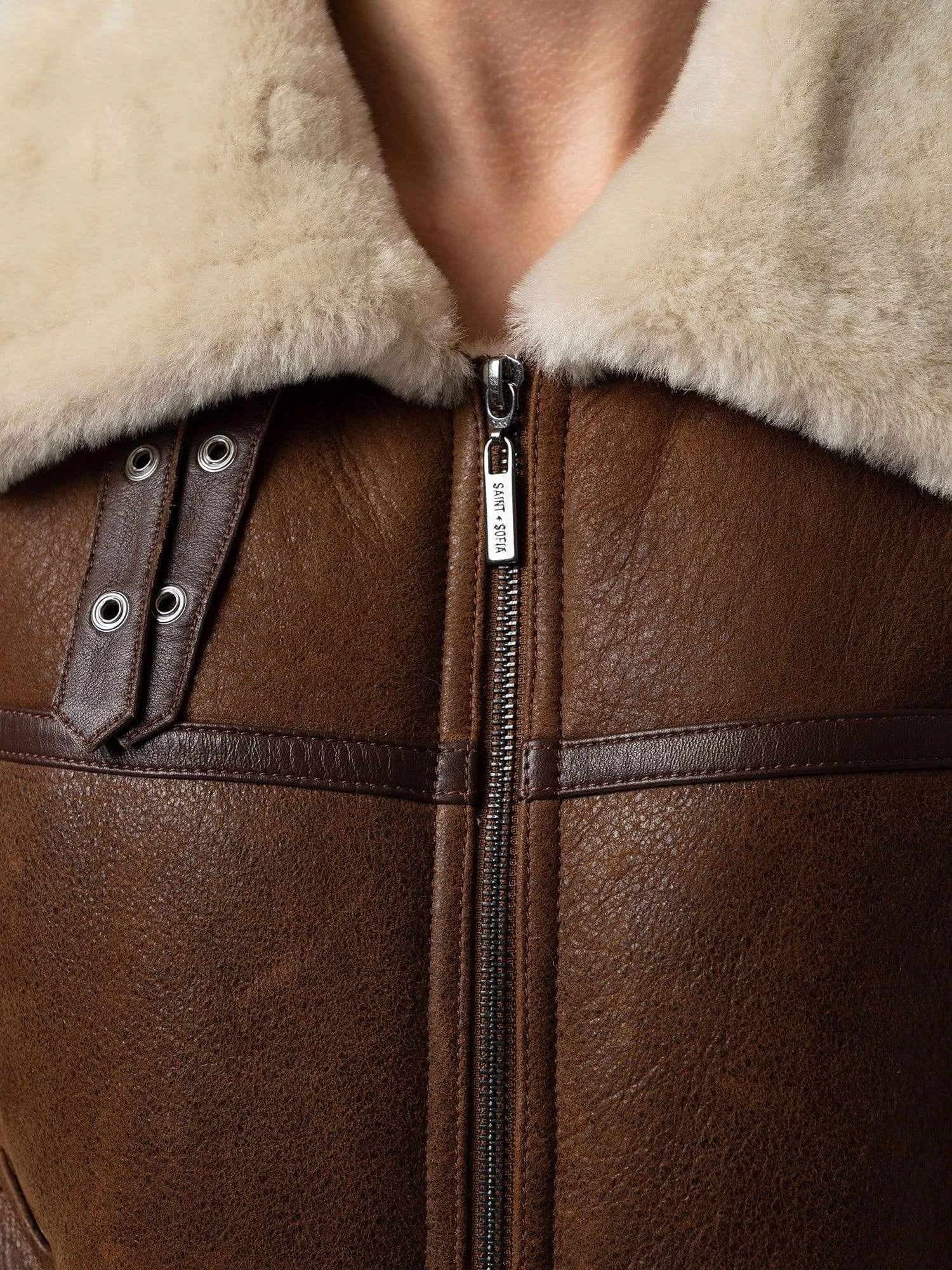 Amelia Aviator Jacket - Brown