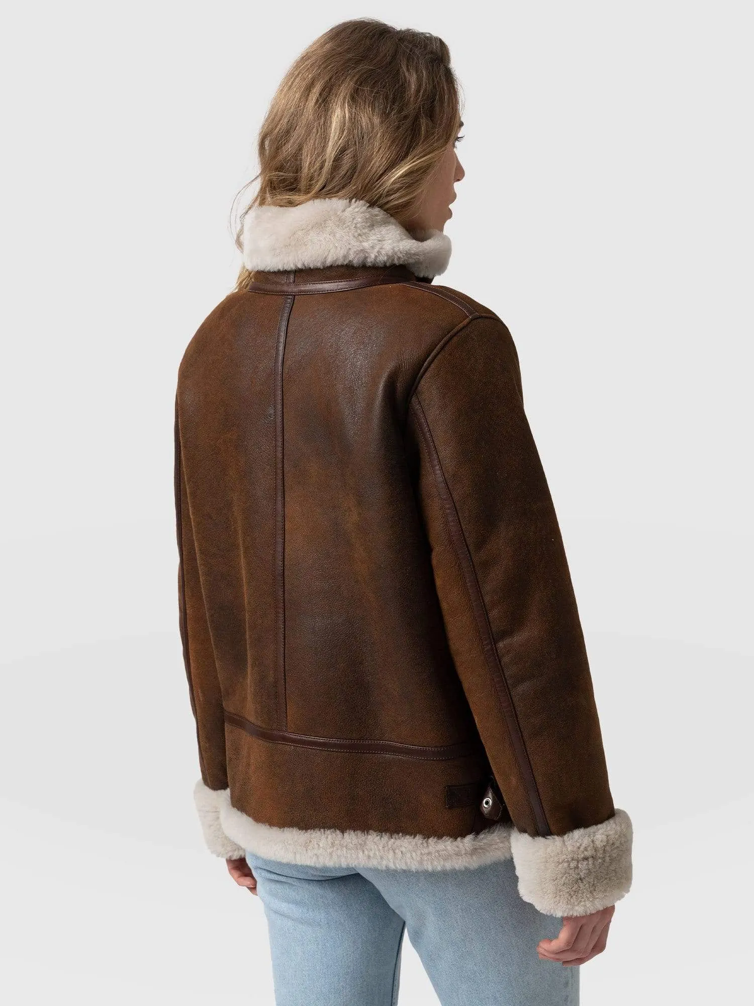 Amelia Aviator Jacket - Brown