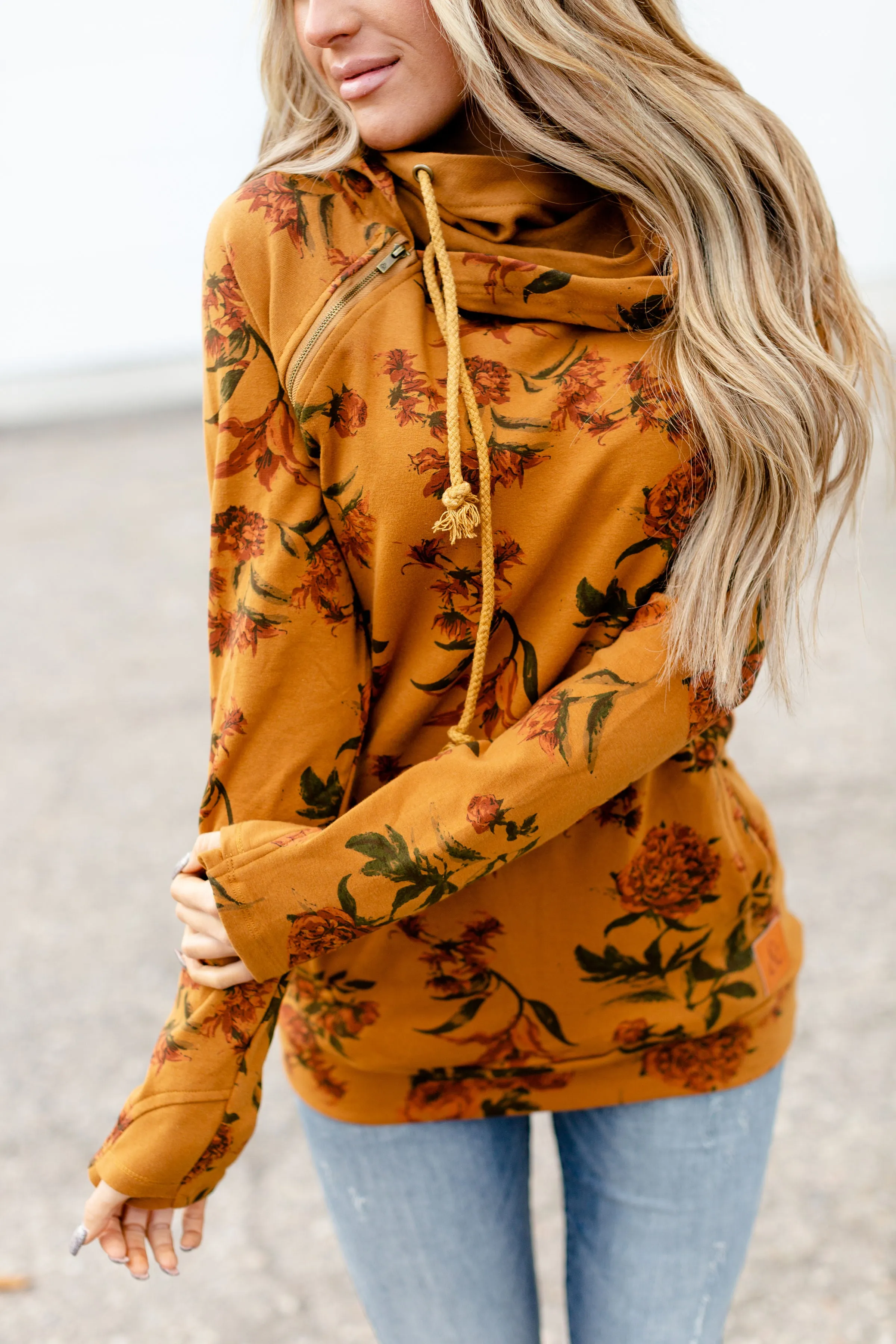 Ampersand Avenue DoubleHood Sweatshirt - Mustard Vintage Floral