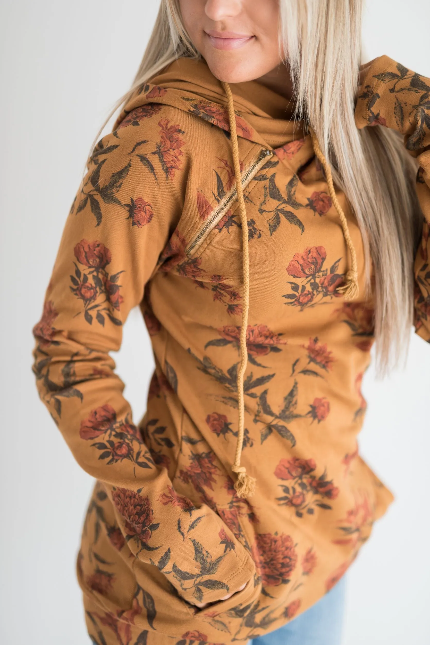 Ampersand Avenue DoubleHood Sweatshirt - Mustard Vintage Floral