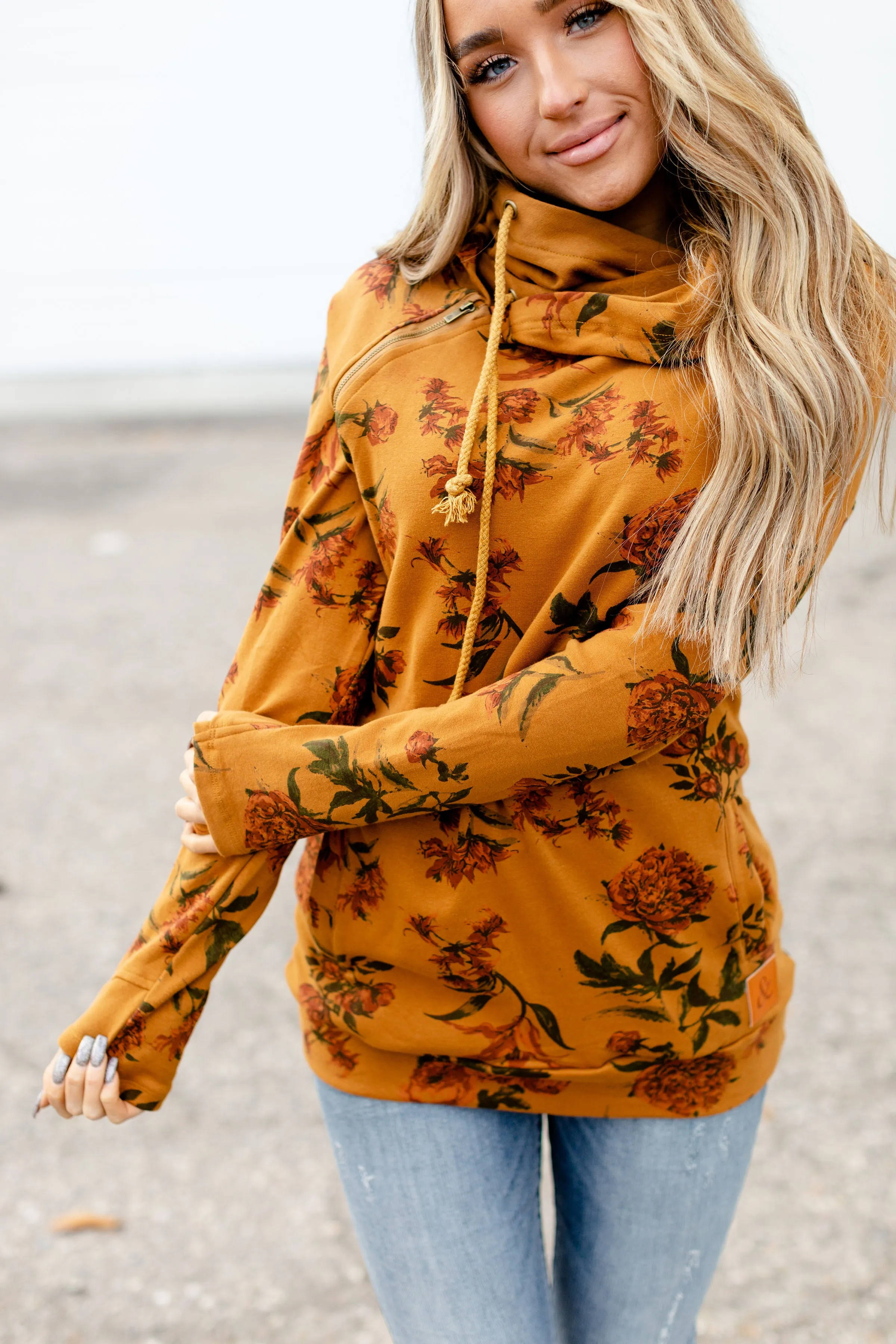 Ampersand Avenue DoubleHood Sweatshirt - Mustard Vintage Floral