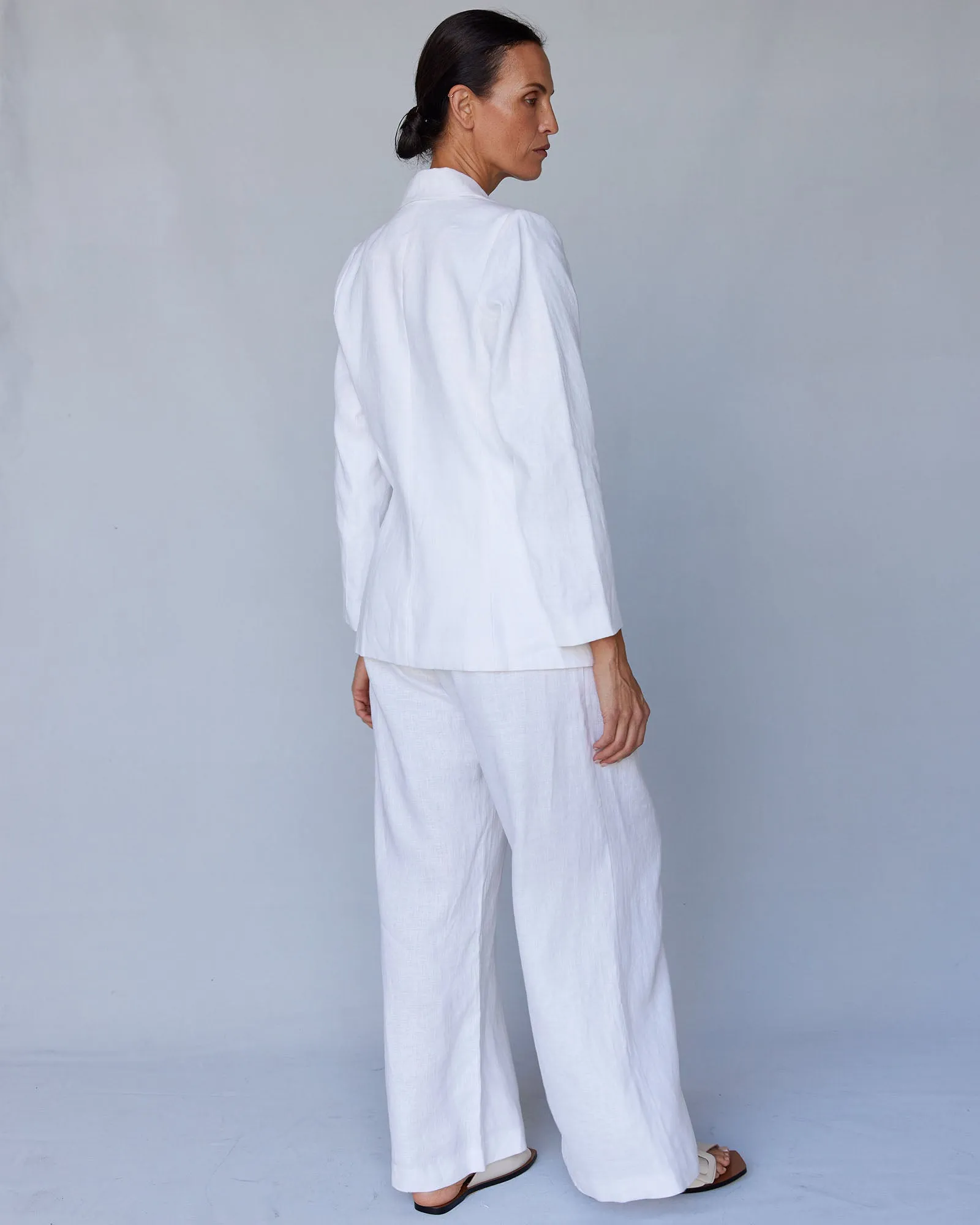 Azure Linen Blazer - White