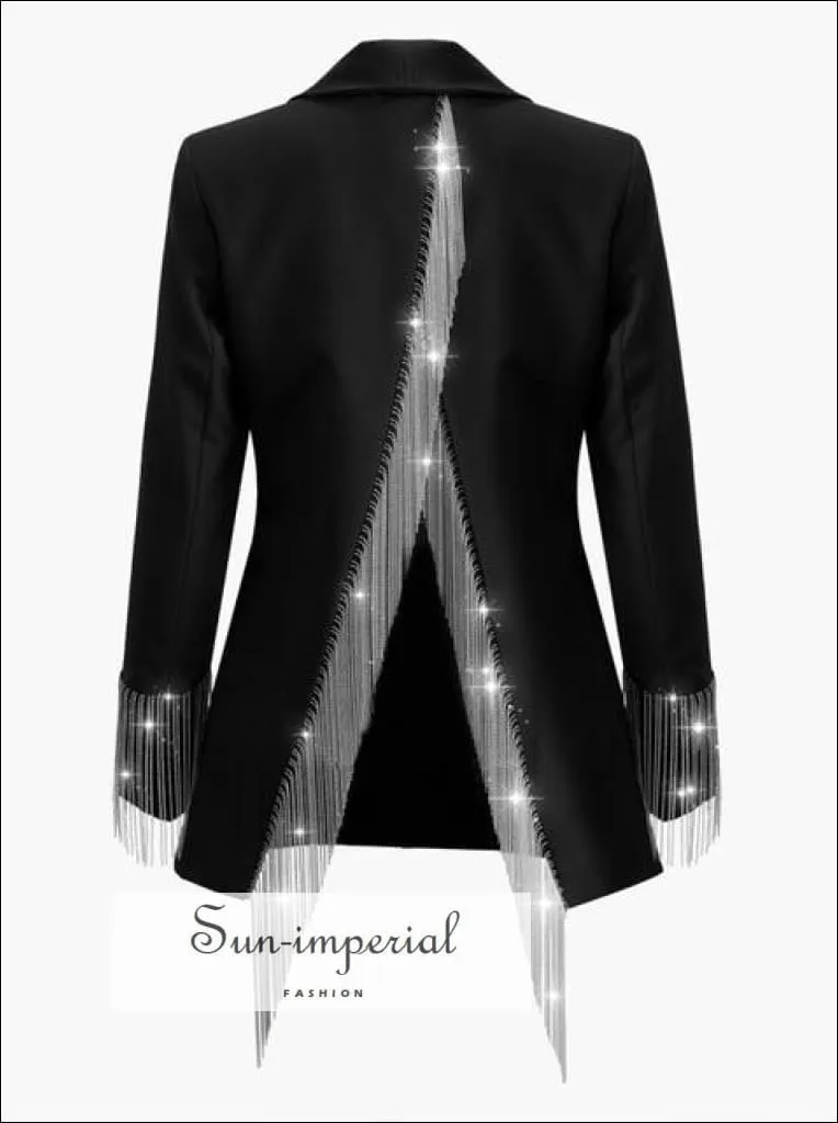 Backless Blazer - Women Long Sleeve Black Blazer