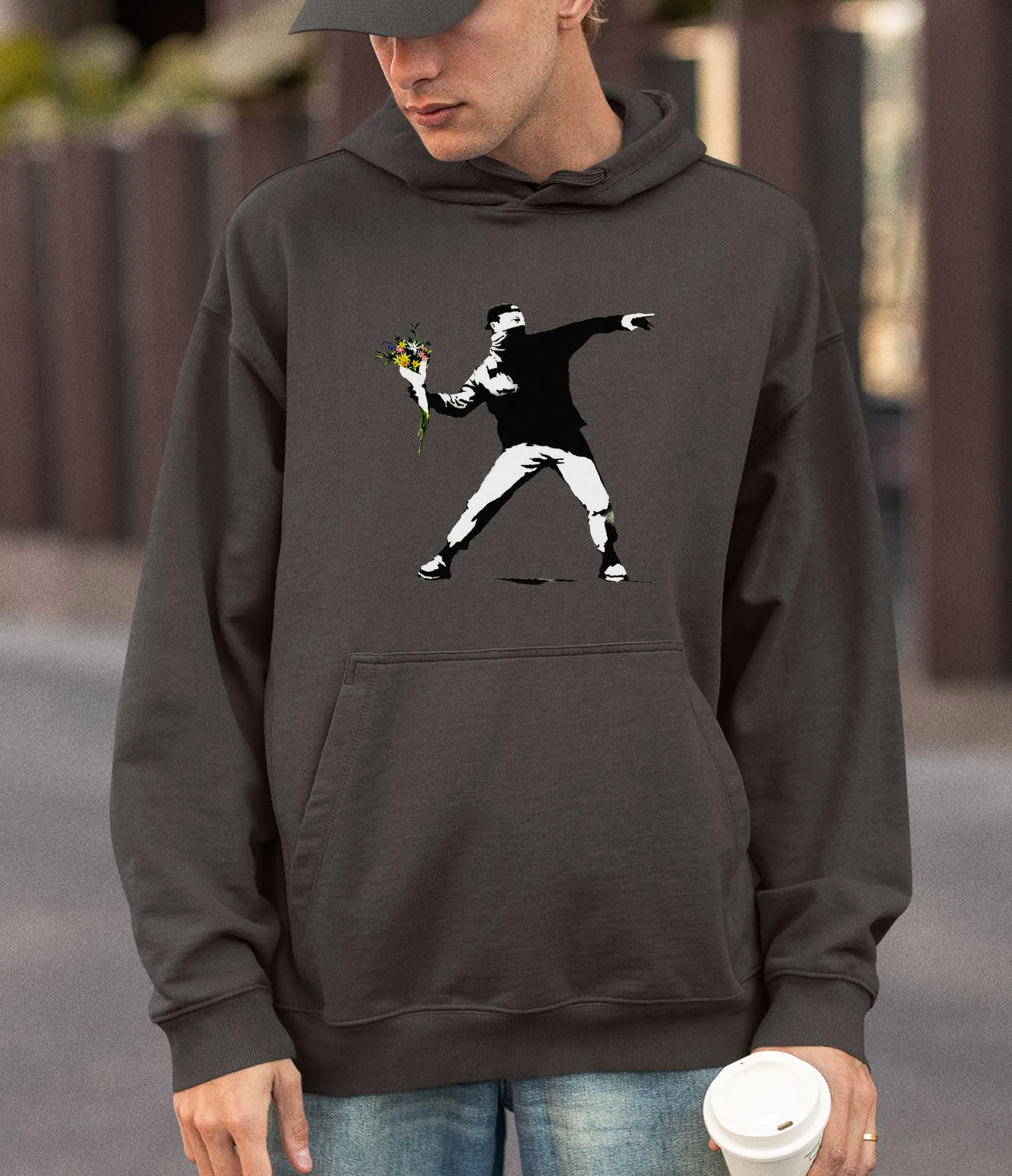 Banksy Hoodie - Flower Thrower