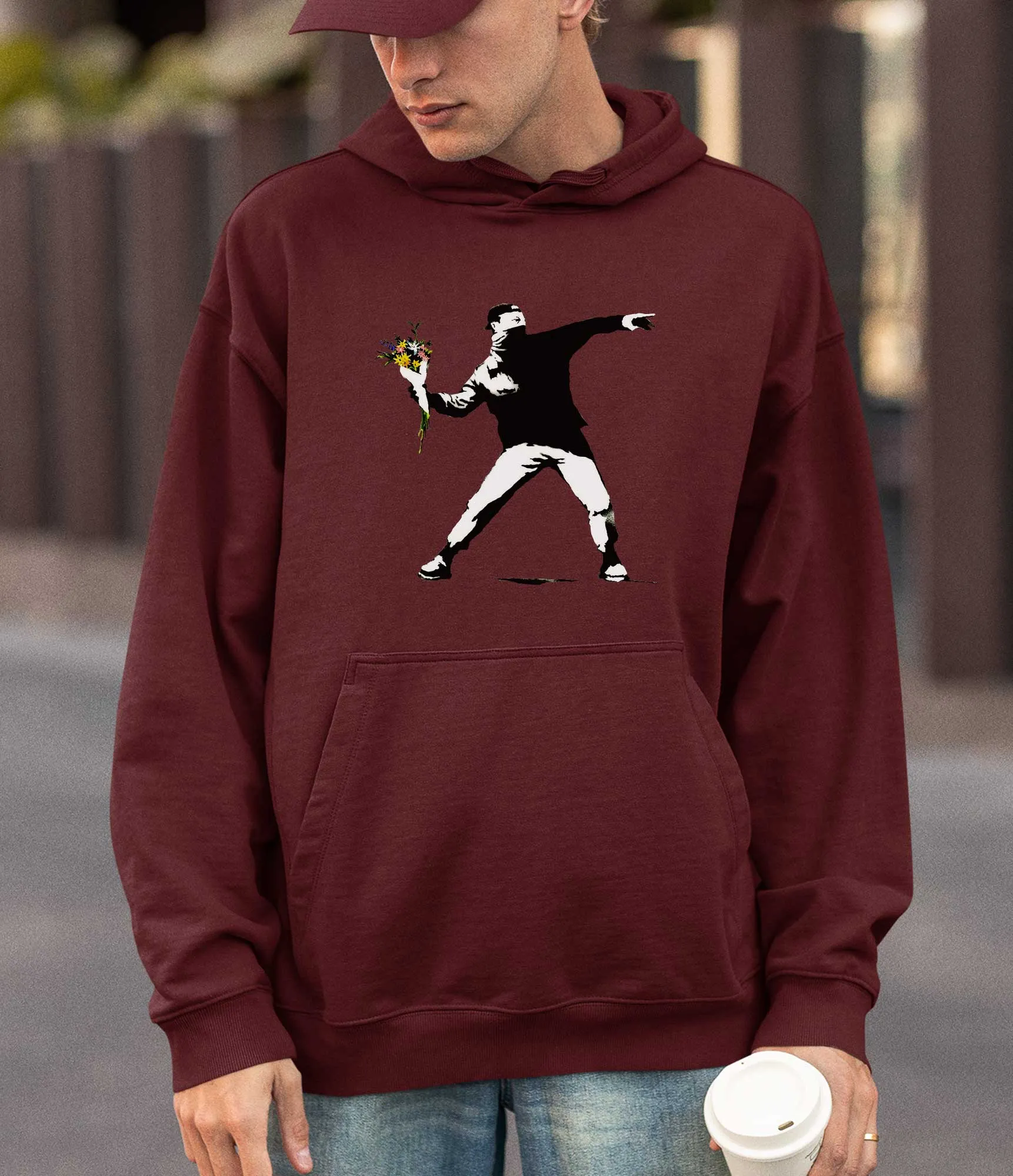 Banksy Hoodie - Flower Thrower