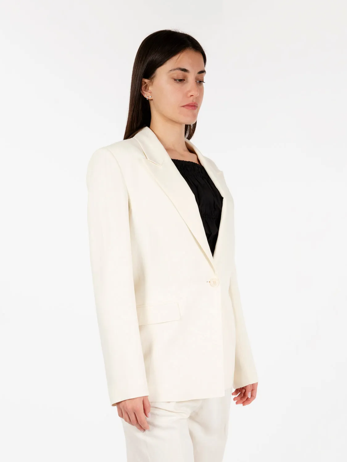 Blazer monopetto raw white