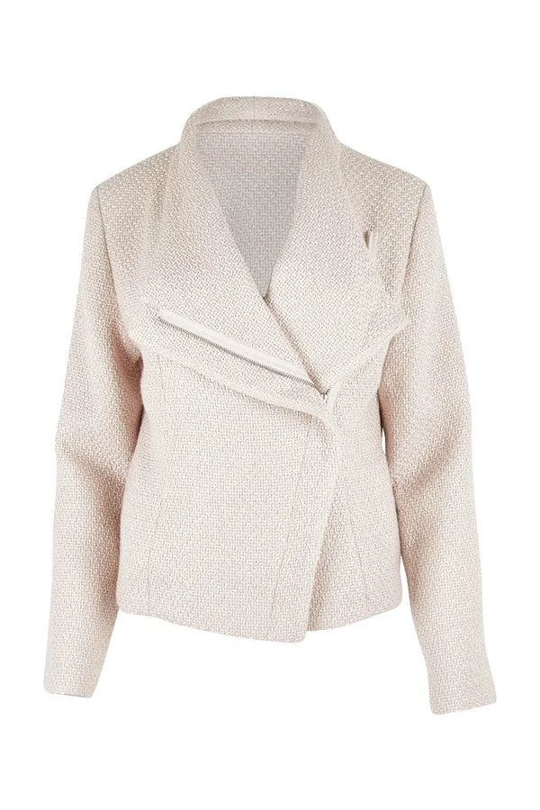 Boucle Biker Jacket Cream