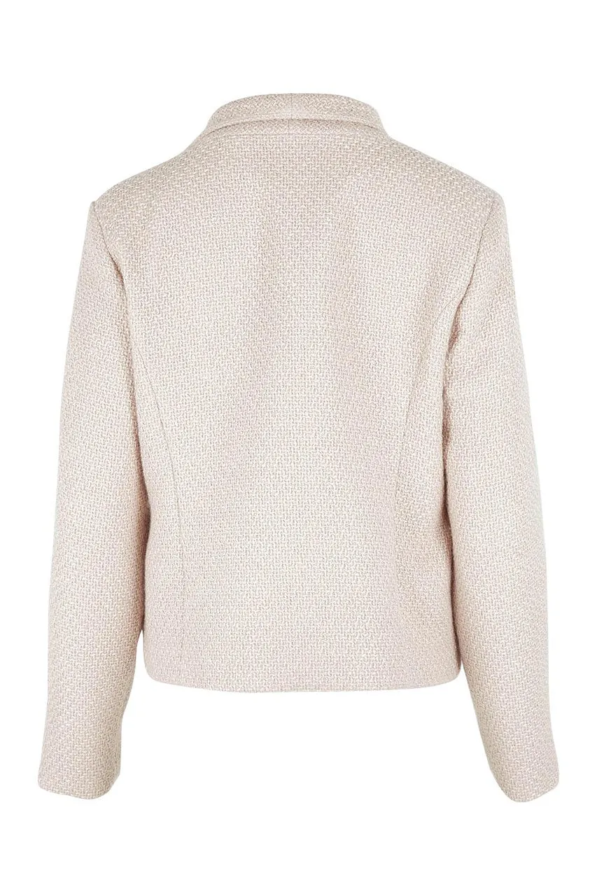 Boucle Biker Jacket Cream