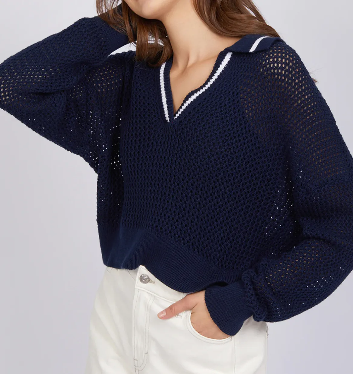 CARA TIPPING POLO PULLOVER