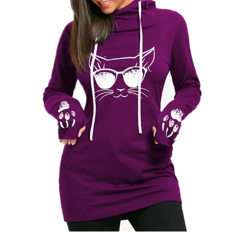 Cat Face & Paws Pullover Hoodie