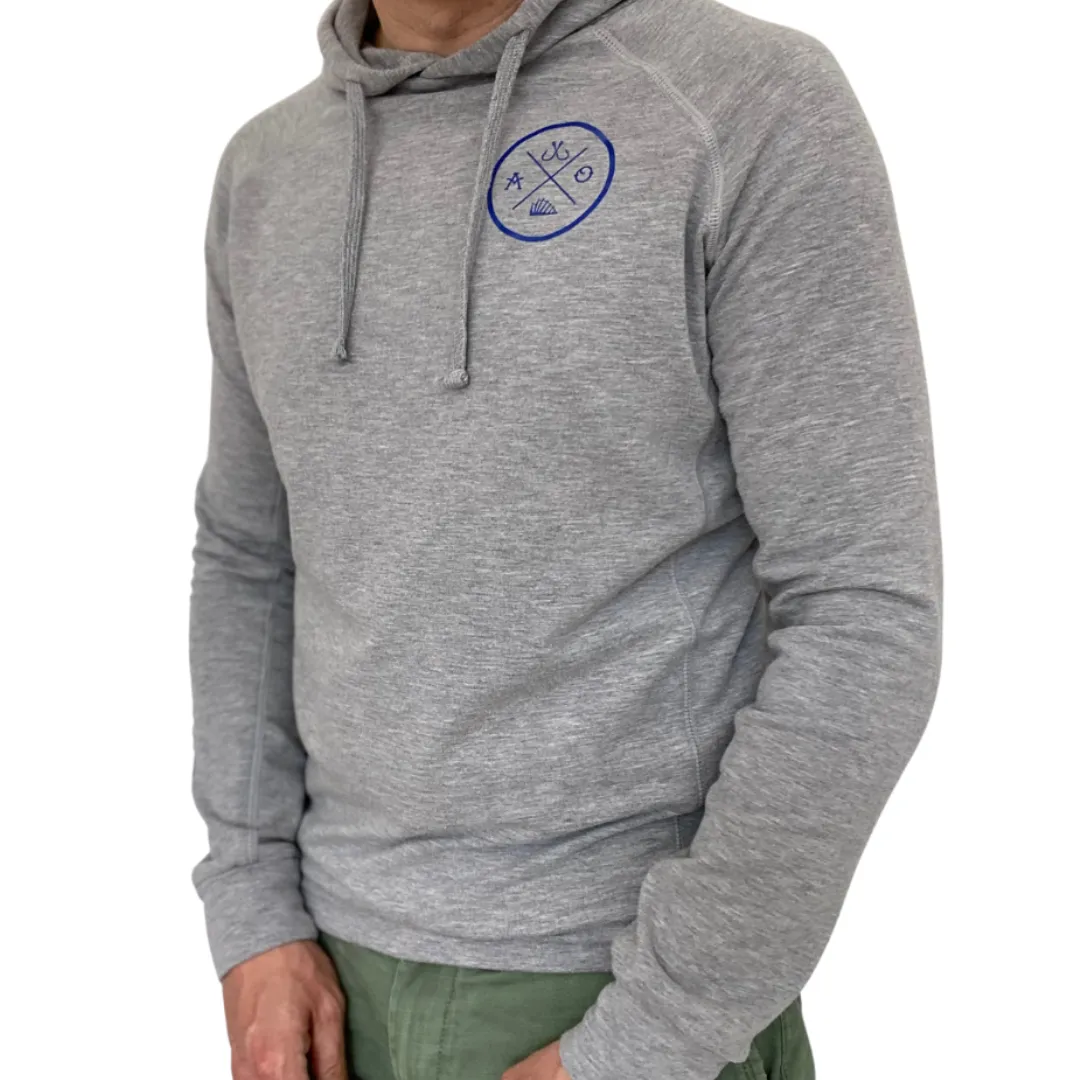 'Cross Stix' Lightweight Hoodie - Heather Grey