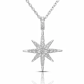 CZ Celestial North Star Necklace Silver