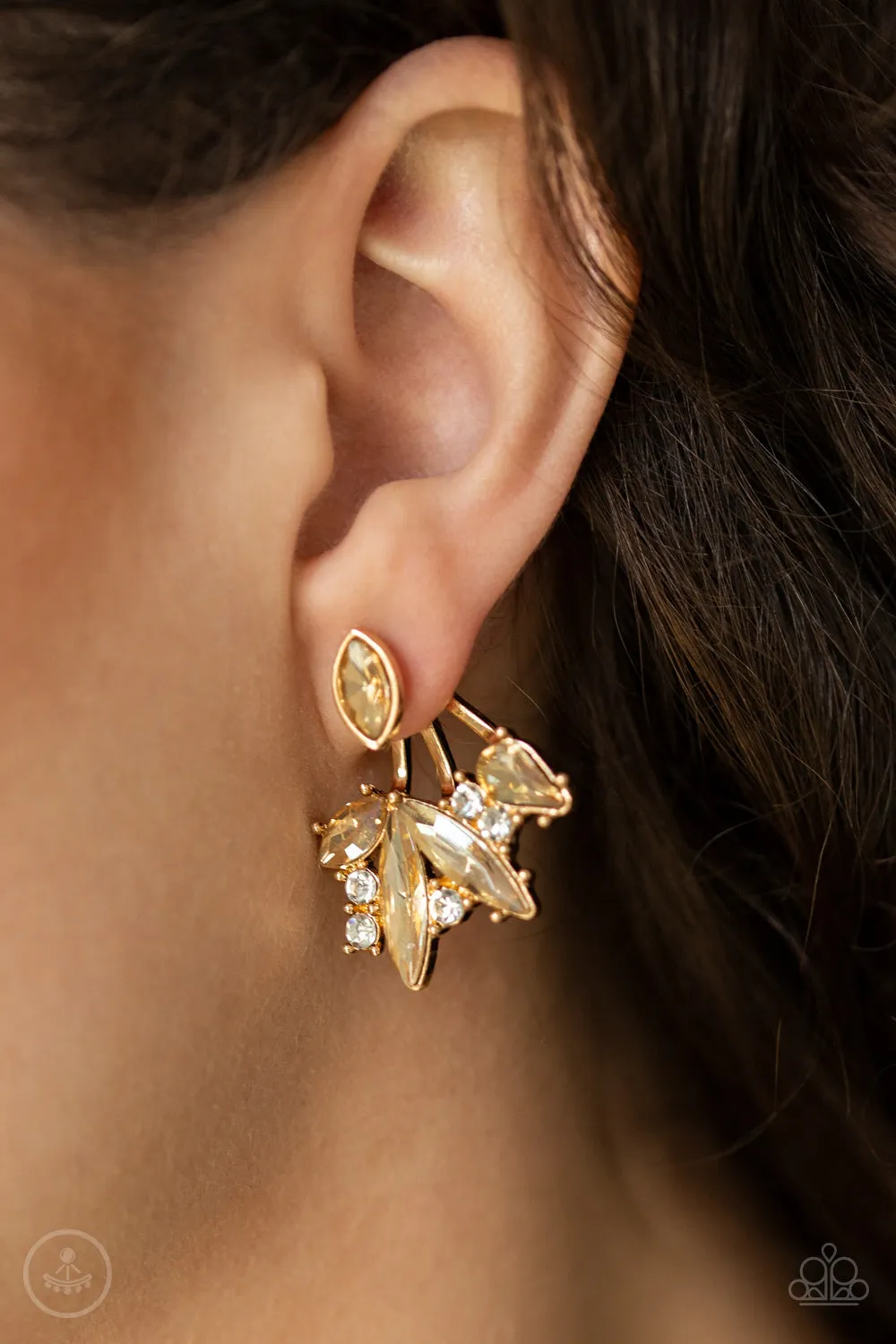 Deco Dynamite - Gold Jacket Earring