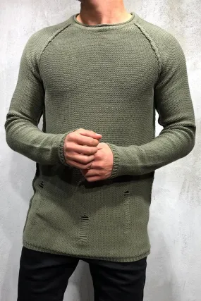 Destroyed Pullover Khaki 7026