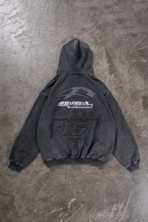 DISTRESSED BLACK WASHED HOODIE