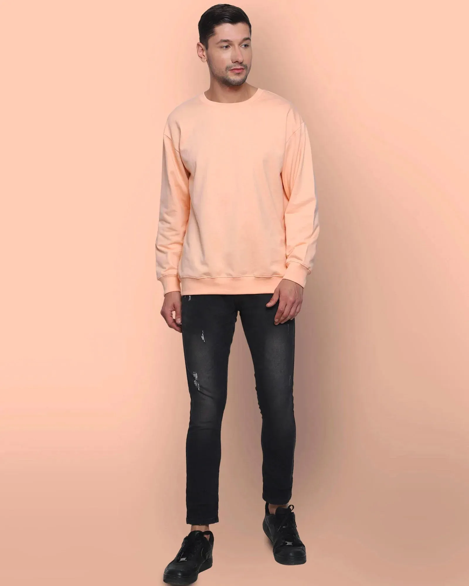 Drop Shoulder Sweatshirt: Peach