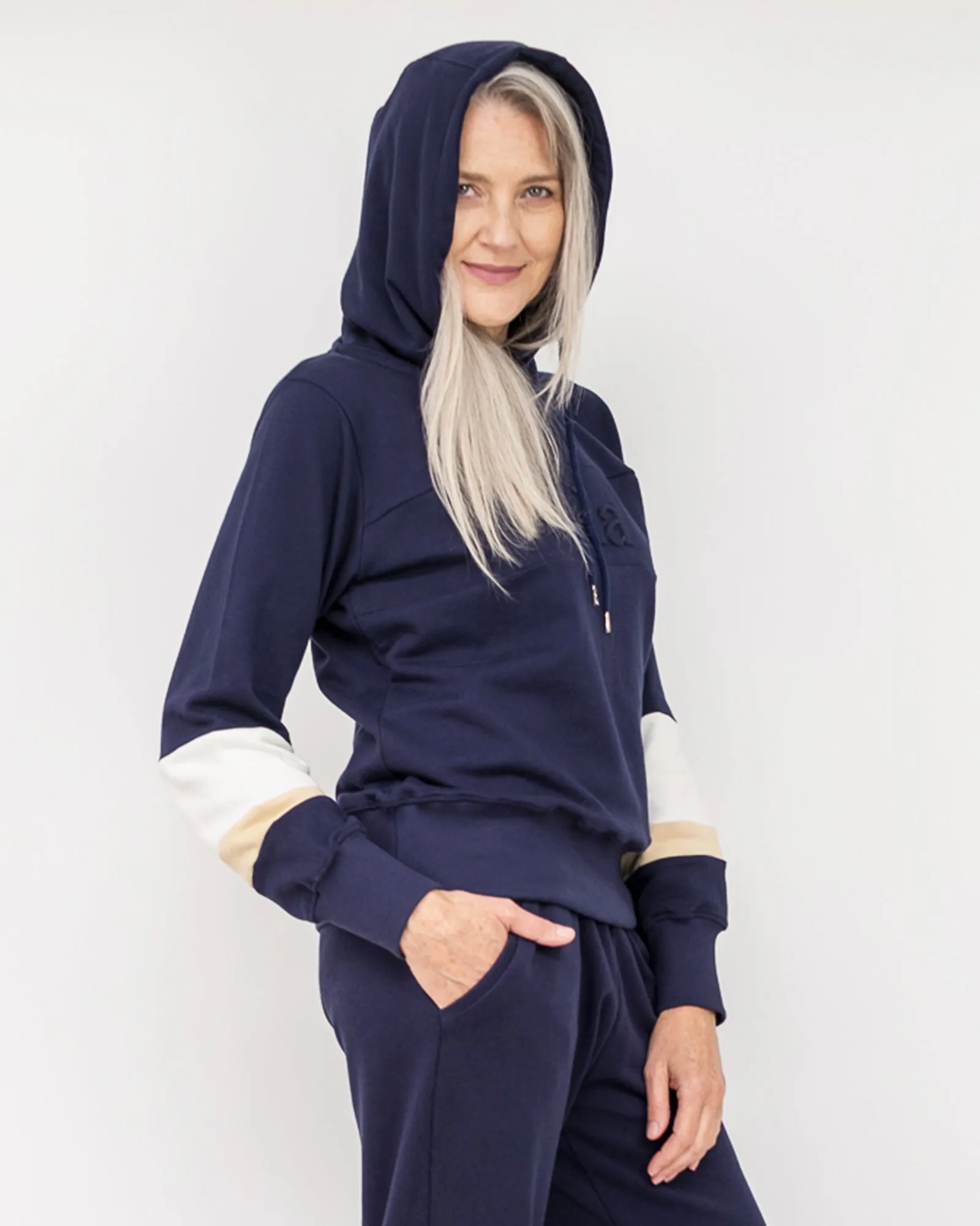 Emboss Logo Hoodie - Navy