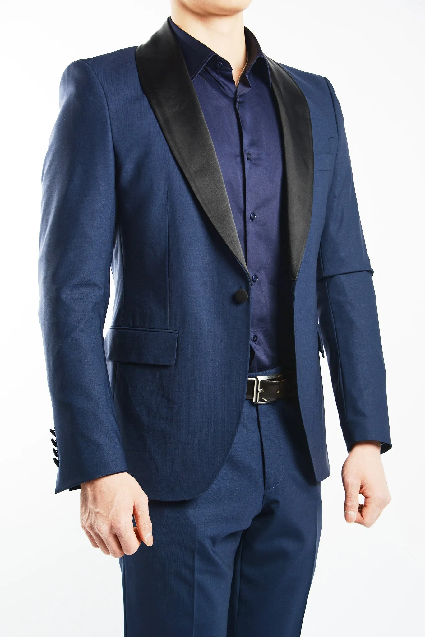 Euro Solid Tuxedo Blazer