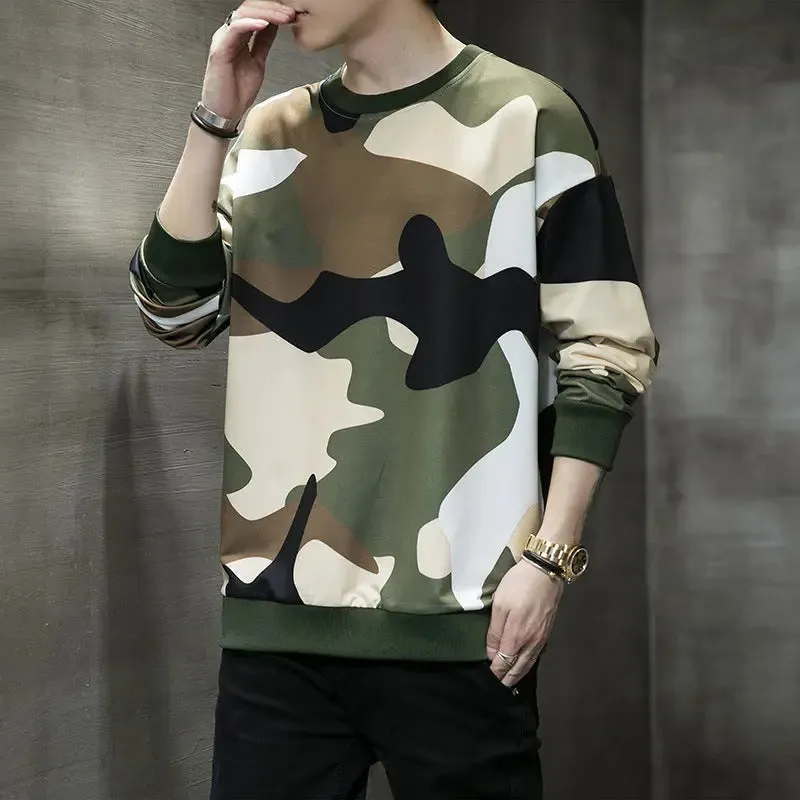 Fall Men's Clothing Camouflage Pullover Sweatshirt