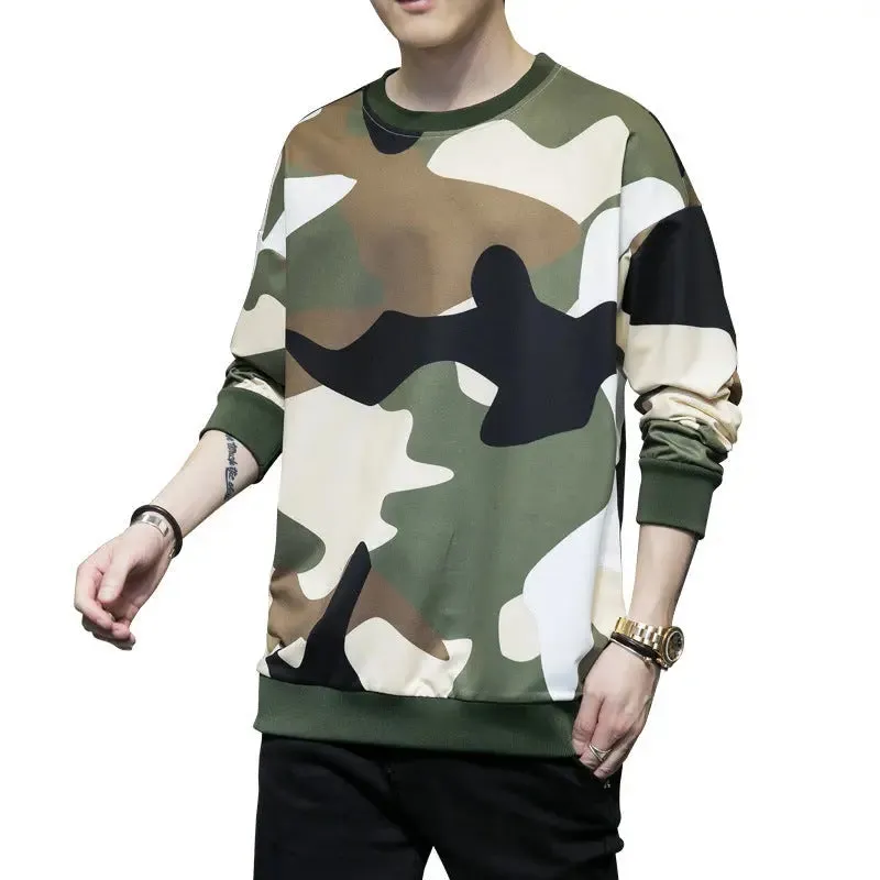 Fall Men's Clothing Camouflage Pullover Sweatshirt