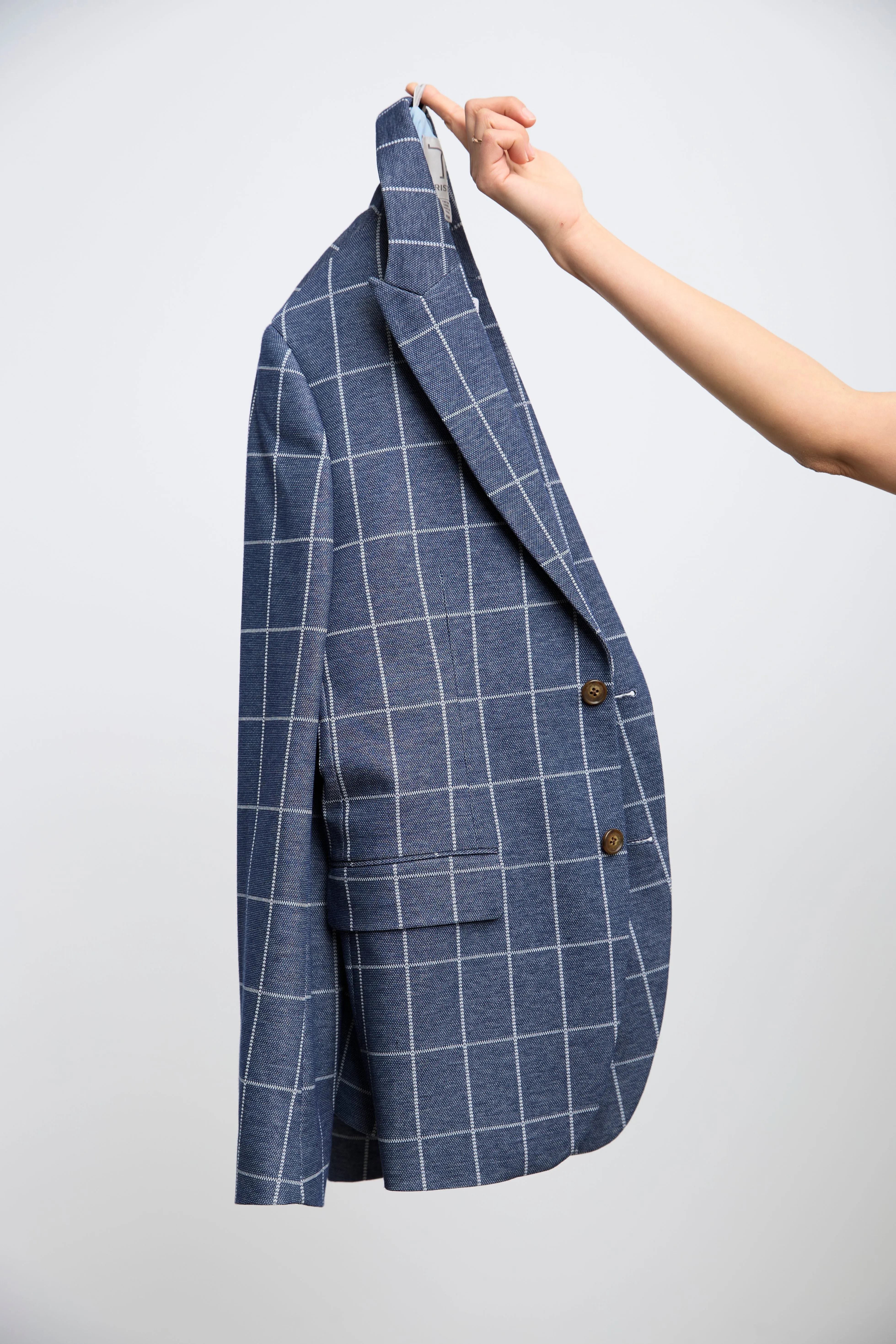 Fitted Windowpane Knit Blazer