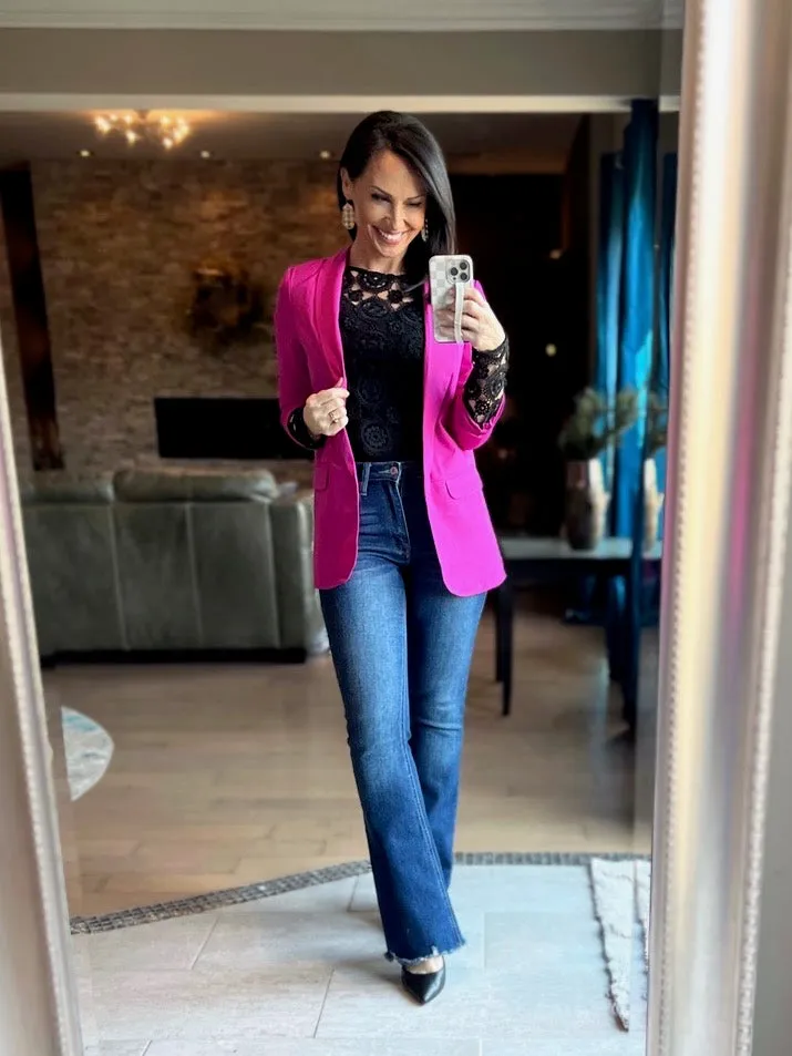 Fuchsia 3/4 Sleeve Blazer