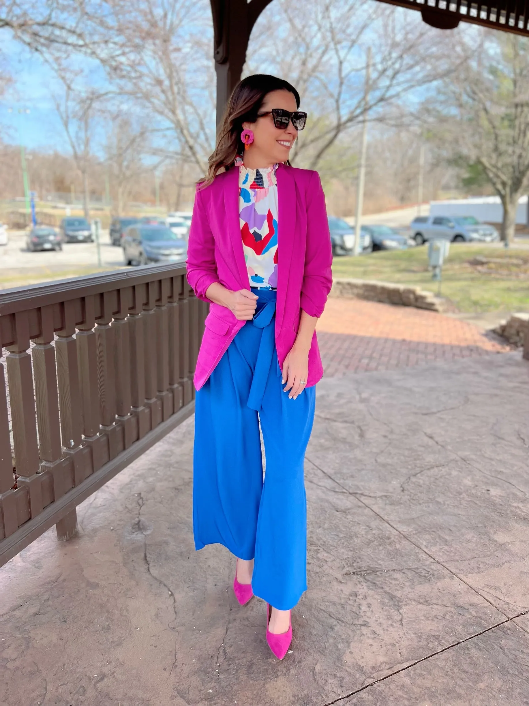 Fuchsia 3/4 Sleeve Blazer