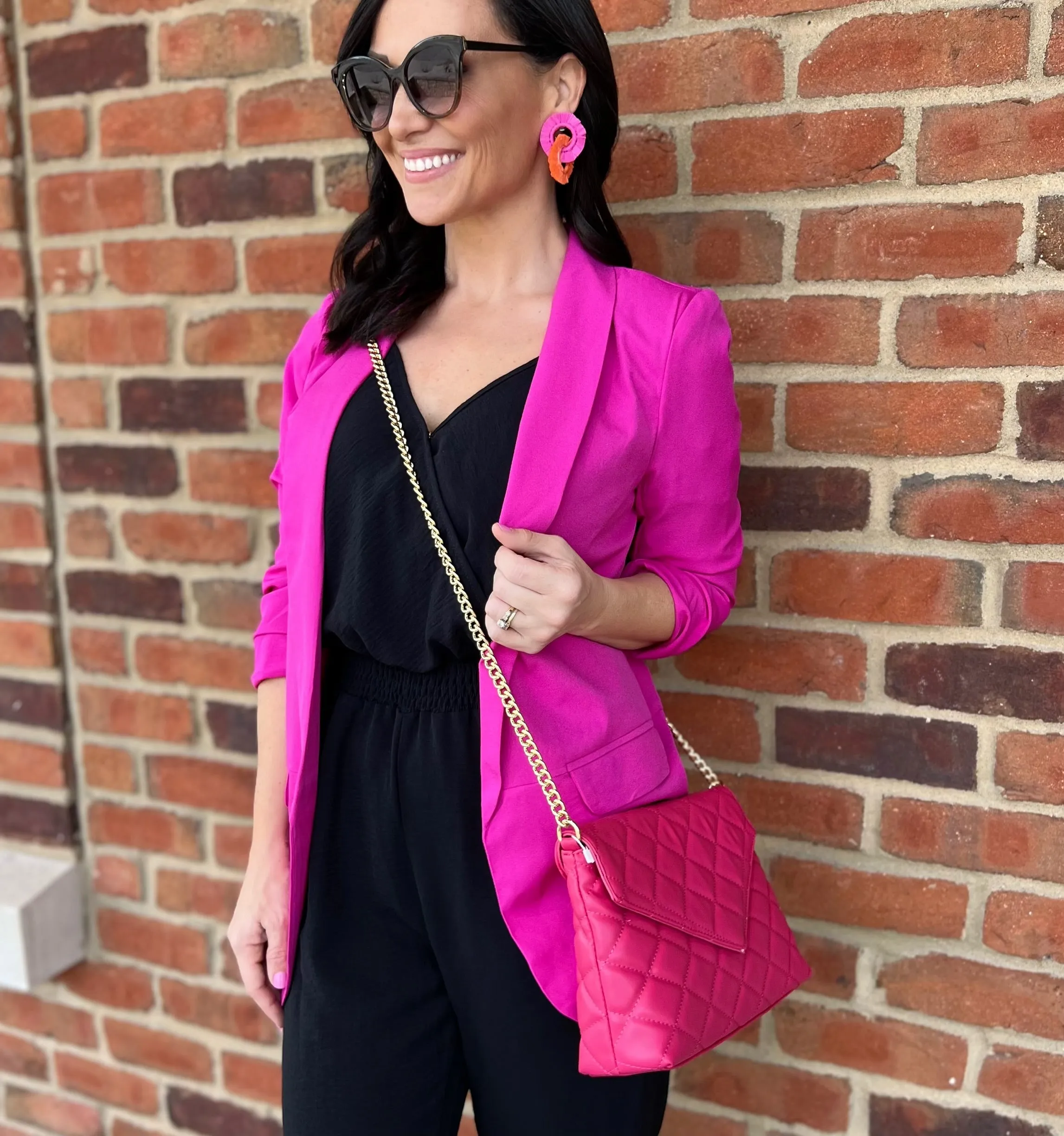 Fuchsia 3/4 Sleeve Blazer