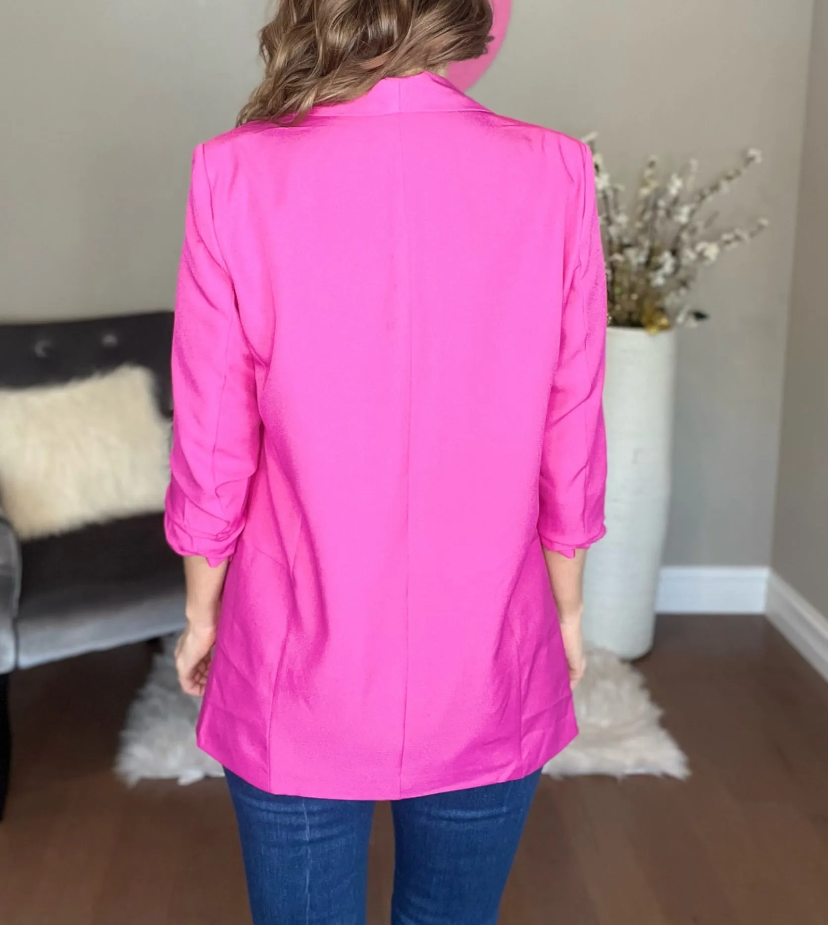 Fuchsia 3/4 Sleeve Blazer