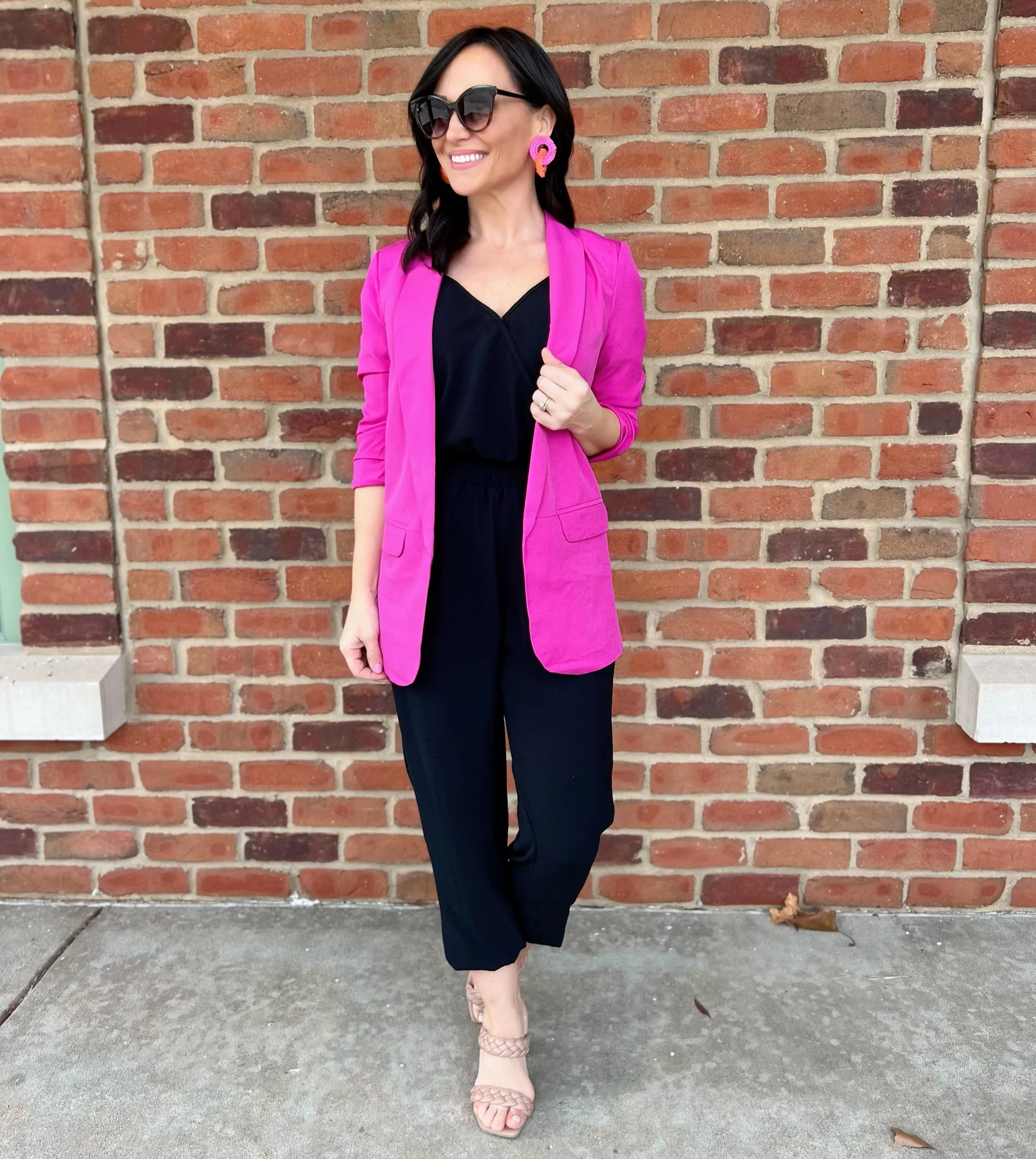 Fuchsia 3/4 Sleeve Blazer