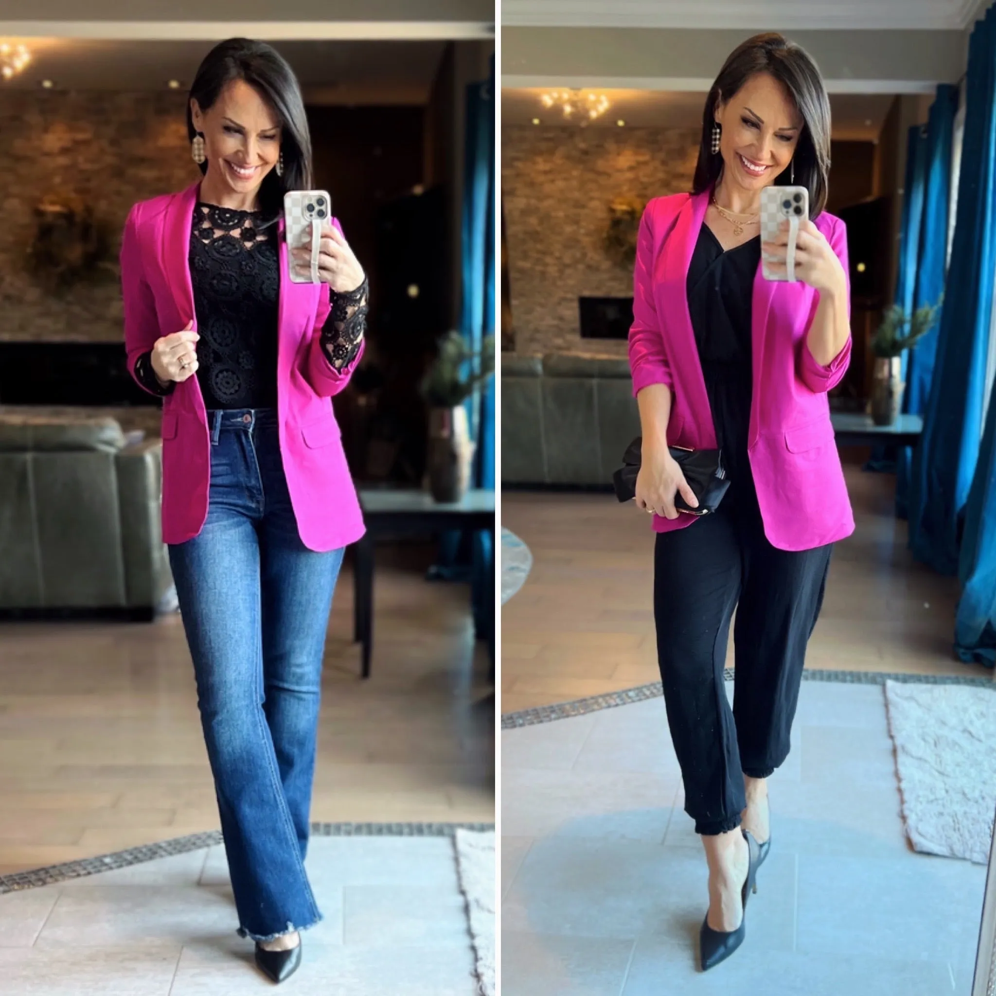 Fuchsia 3/4 Sleeve Blazer