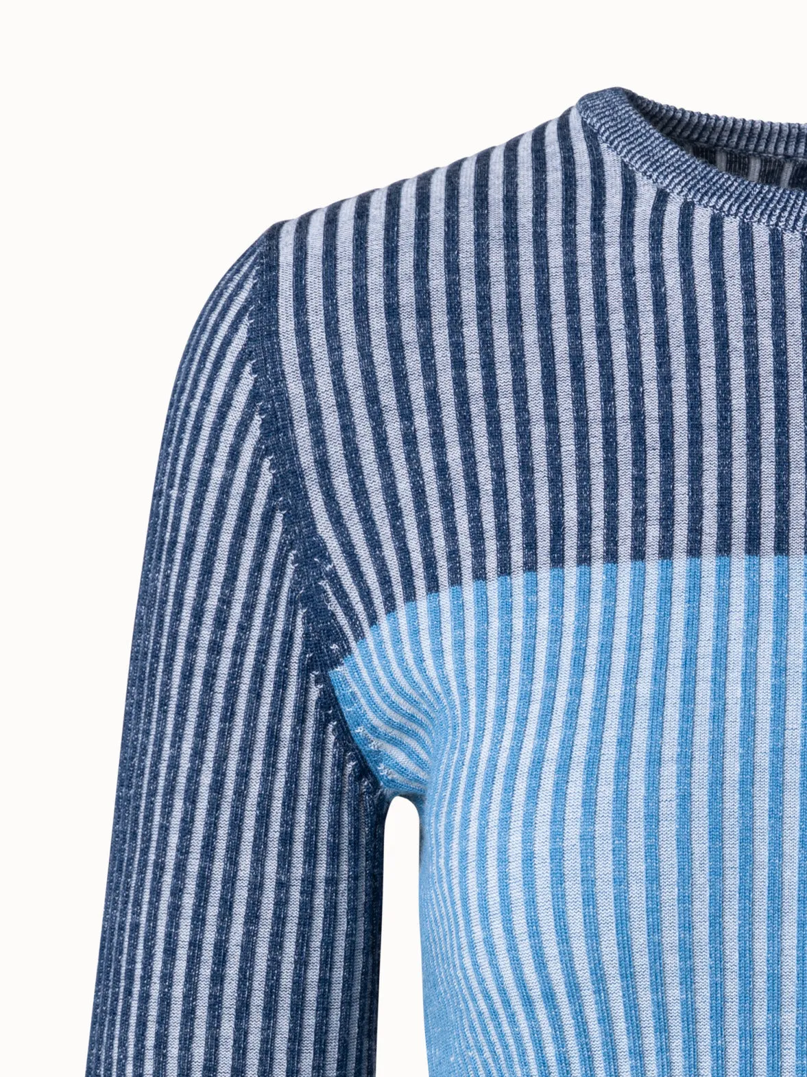 Gerippter Color-Block Pullover aus Merinowolle