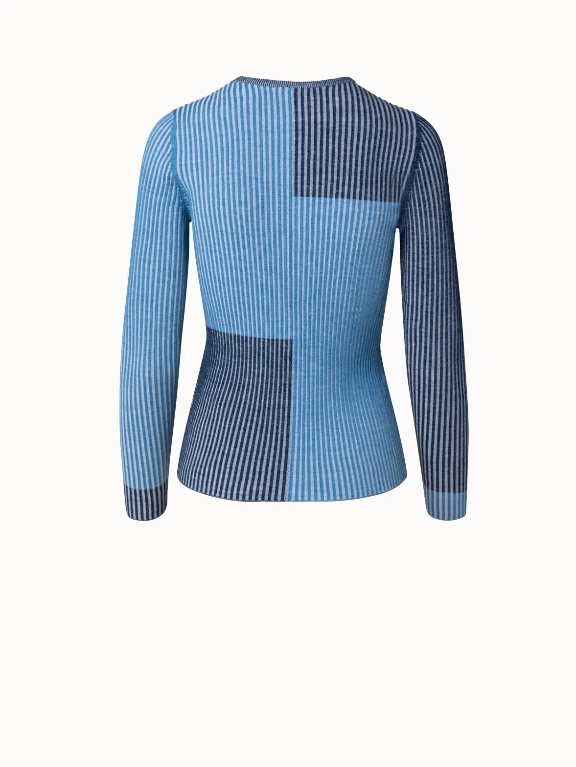 Gerippter Color-Block Pullover aus Merinowolle