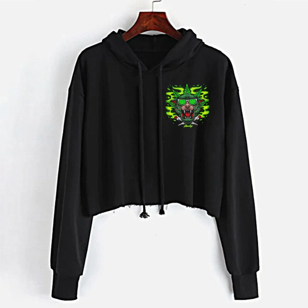 Greenz Panther Crop Top Hoodie