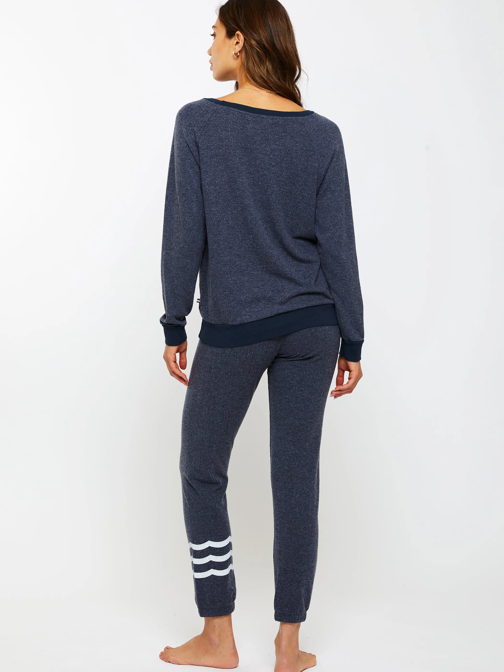 Hacci Waves Arc Pullover - Indigo