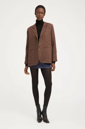 Houndstooth Wool Oversized Blazer