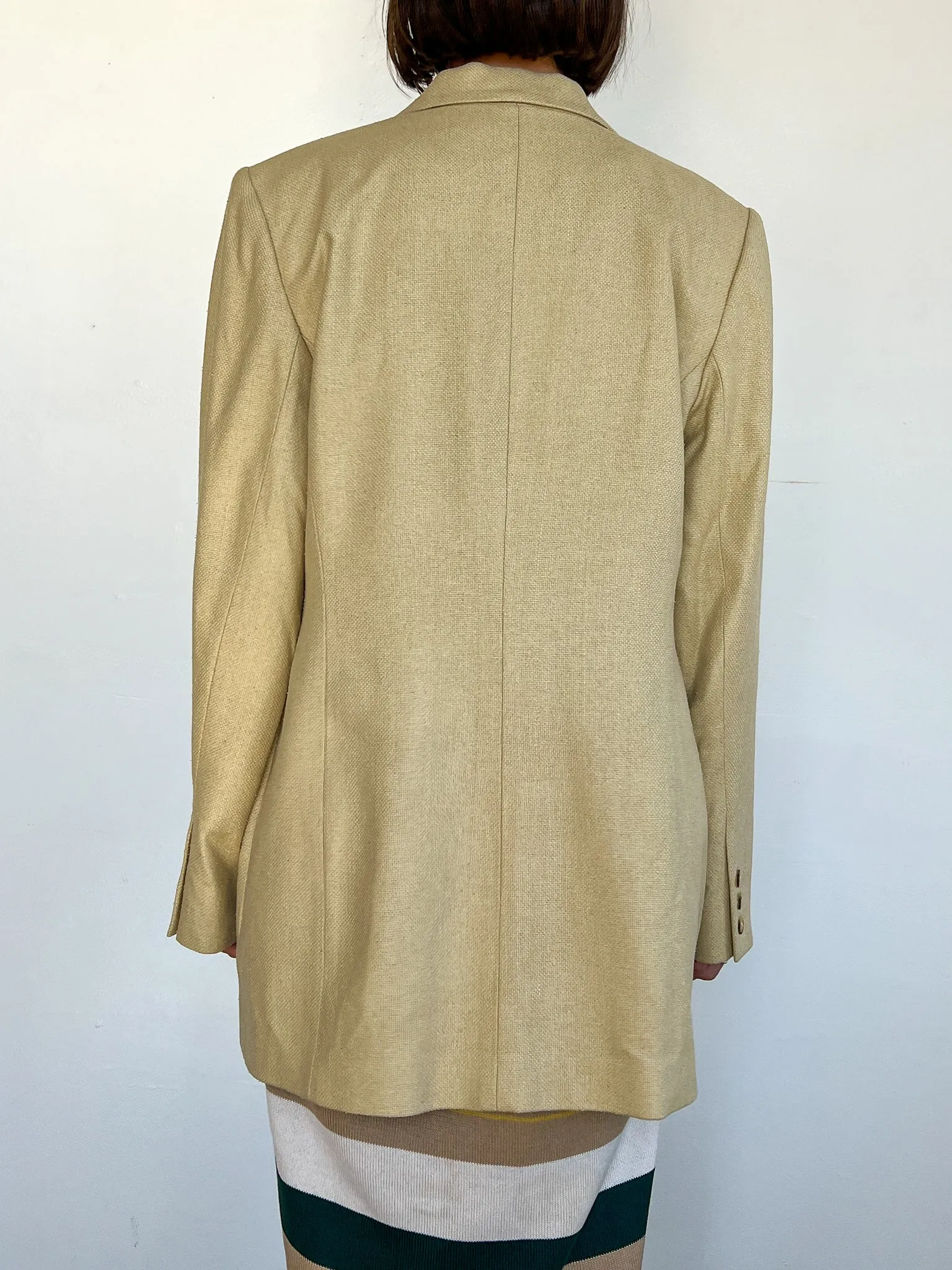 Khaki Silk Woven Blazer (L)