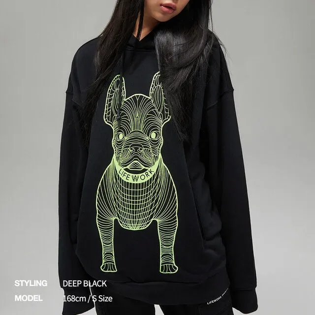 LifeWork Bulldog Mascot Hoodie Black Green