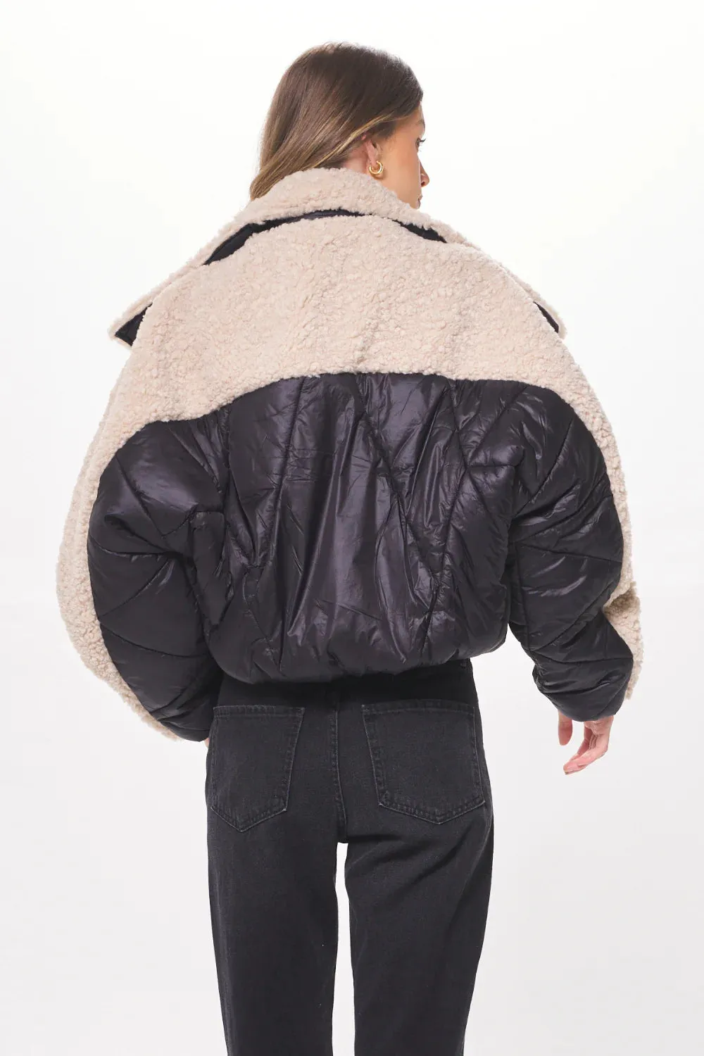 Mixed Media Puffer Jacket