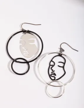 Mixed Metal Face Earrings