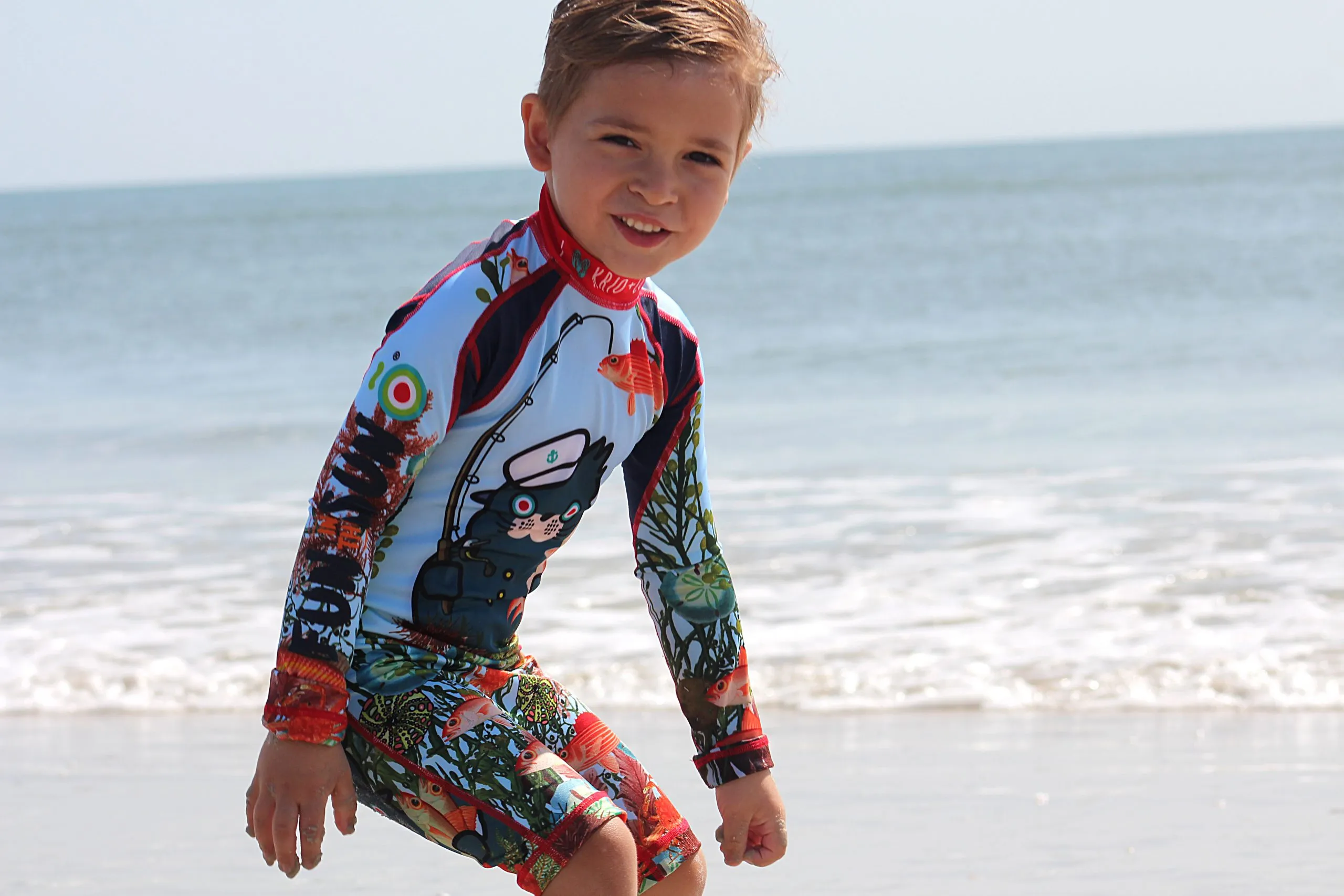 Oceano Sea Lion Boys Long Sleeve Sunsuit