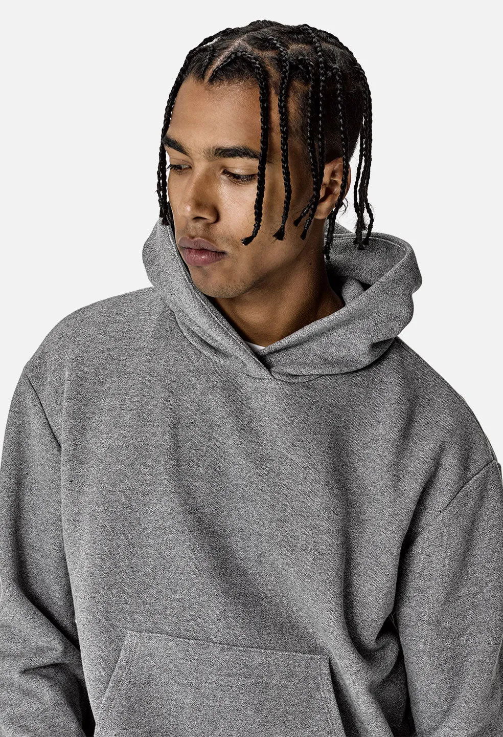 Oversized Cropped Hoodie / Dark Grey