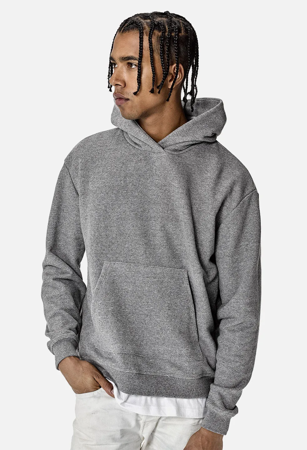 Oversized Cropped Hoodie / Dark Grey