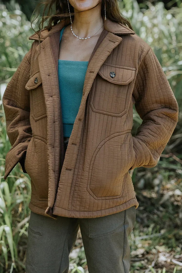 Quilted Army Jacket - Brown