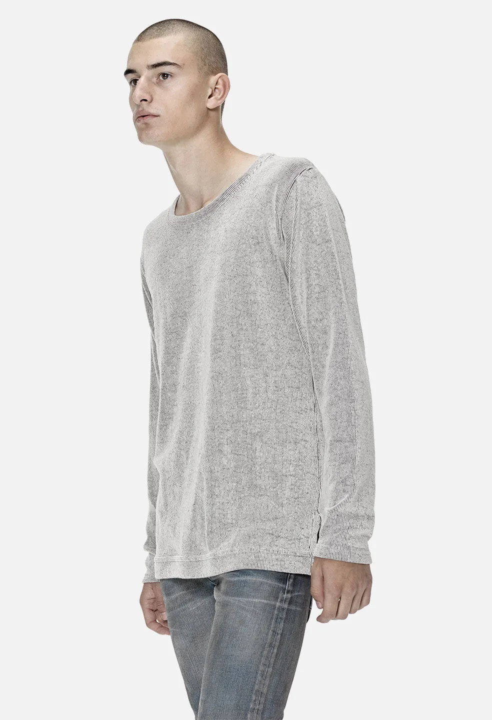 Ribbed Mercer Pullover / White