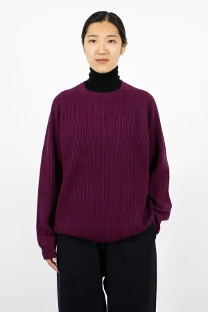 Ribbed Raglan Crewneck Plum