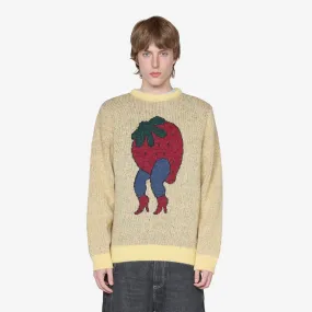 Stupid Strawberry Knitted Pullover Yellow