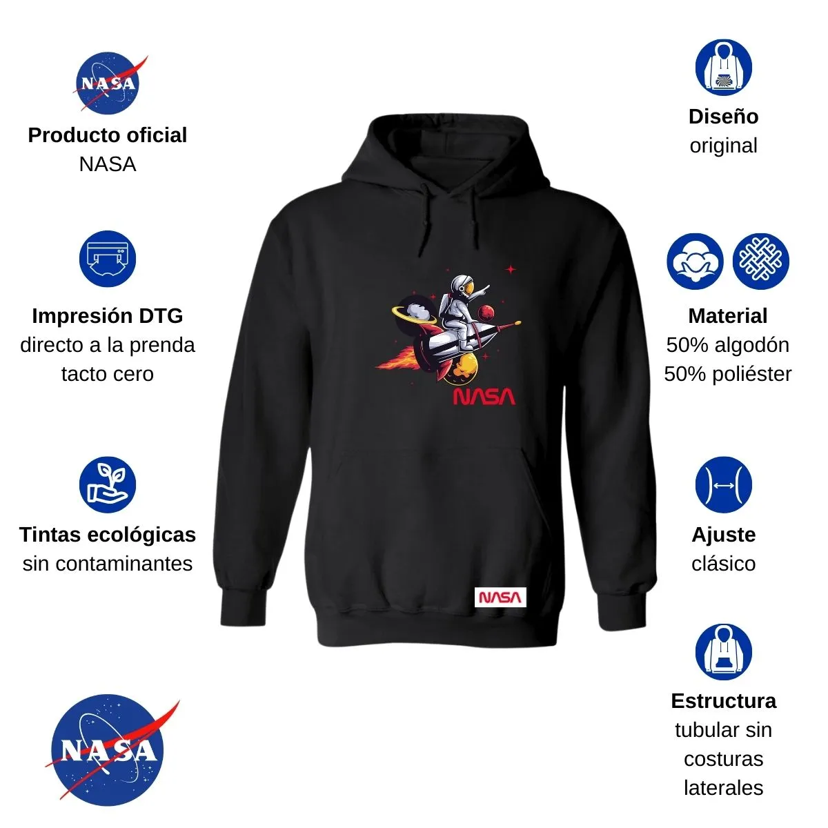 Sudadera para Hombre Hoodie Nasa Seal